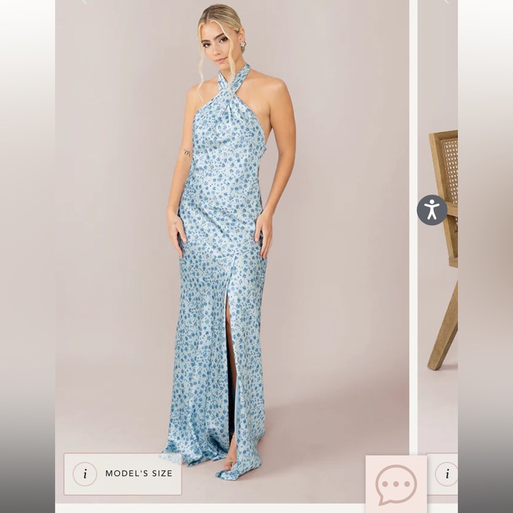 Revelry Bridesmaid - Athena Satin Floral Print Dress